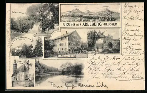 AK Adelberg, Gasthaus zum Rössle, Villa Link, Kloster Kirche, Kloster Tor