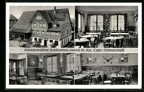 AK Martinsmoos, Blick auf das Gasthaus Schwarzwaldhof mit Innenansicht