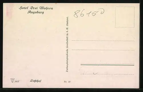 AK Augsburg, der Lichthof im Hotel Drei Mohren
