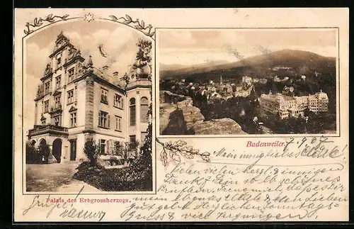 AK Badenweiler, Teilansicht aus der Vogelschau, Palais des Erbgrossherzogs