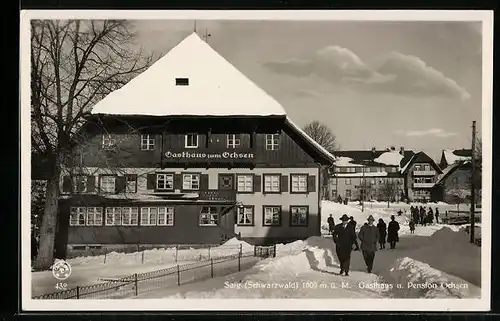 AK Saig, Gasthaus und Pension Ochsen im Winterkleid