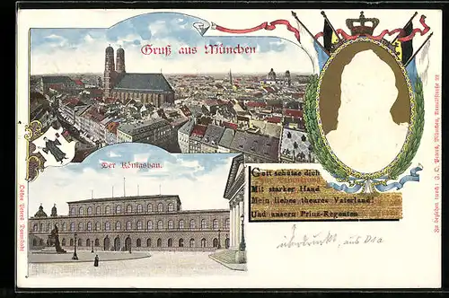 AK Ganzsache Bayern PP15 D1 /02: München, Königsbau, Prinzregent Luitpold