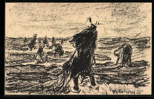 Künstler-AK Ganzsache PP57 C2: Potsdam, Ausstellung im Orangeriegebäude, Kunstsommer, Steinzeichnung von Max Liebermann