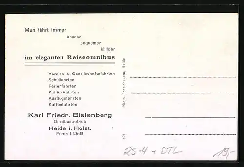 AK Heide i. Holst., Lastkraftwagen, Reiseomnisbus, Karl Friedr. Bielenberg