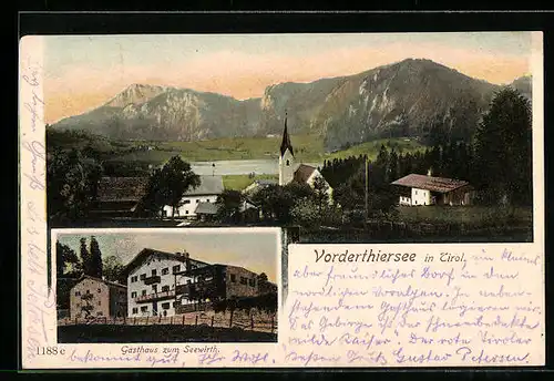 AK Vorderthiersee, Total mit Blick auf den See, Gasthaus zum Seewirth