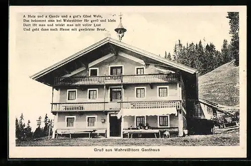 AK Hopfgarten, Salvenberg, Mittestation von der hohen Salve, Wahrstätters Gasthaus