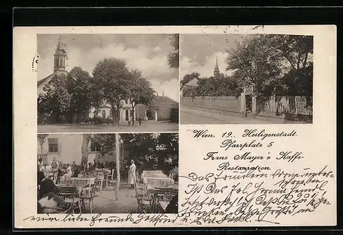 AK Wien-Heiligenstadt, Franz Mayer`s Kaffee und Restaurant, Pfarrplatz 5