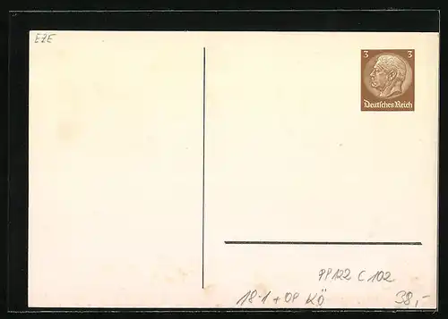 Künstler-AK Ganzsache PP122C102: Königsberg, 40 Jahre Verein der Briefmarkenfreunde 1938