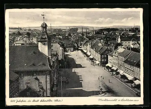 AK Ganzsache PP127C43/03: Schmölln /Thür., 600. Jahrfeier der Stadt, Marktansicht vom Kirchturm aus