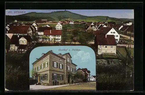 AK Klein Süssen, Ortsansicht aus der Vogelschau, Gasthof zum Pelikan