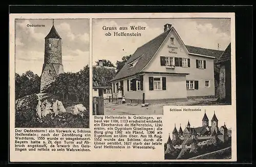 AK Weiler ob Helfenstein, Gasthaus zum Helfenstein, Schloss, Oedenturm