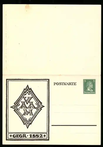 Klapp-AK Ganzsache PP100B3 /01: Wappen des VAAM, gegründet 1882