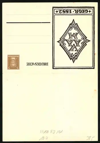 Klapp-AK Ganzsache PP100B3 /01: Wappen des VAAM, gegründet 1882