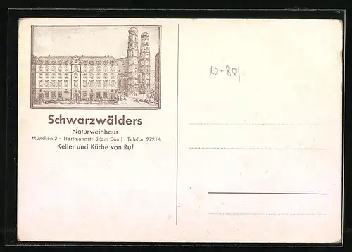 AK München, Gasthaus Schwarzwälders Naturweinhaus, Innenansicht