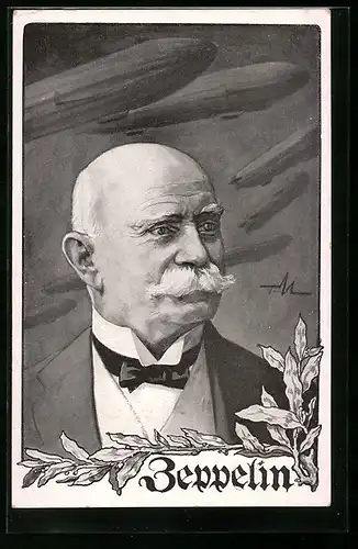 Künstler-AK Portrait des Grafen Ferdinand von Zeppelin