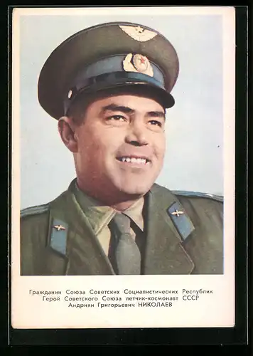 AK Portrait Kosmonaut Andrijan Nikolajew