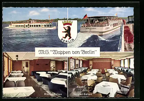 AK MS Wappen von Berlin, Hinter- und Vorder-Salon