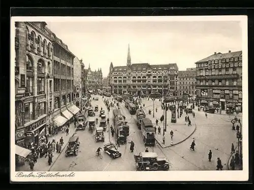 AK Berlin, Partie am Spittelmarkt, Strassenbahn