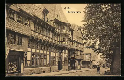 AK Goslar, Marktstrasse mit Fachwerkhäusern