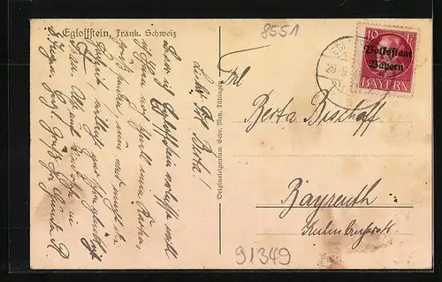 AK Egloffstein /Fränk. Schweiz, Ortsansicht mit Umland