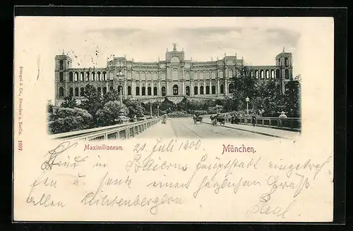 AK München, Strassenpartie mit Maximilianeum