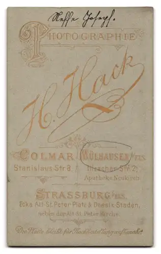 Fotografie H. Hack, Colmar, junger Mann Jospeh im Anzug mit Armband