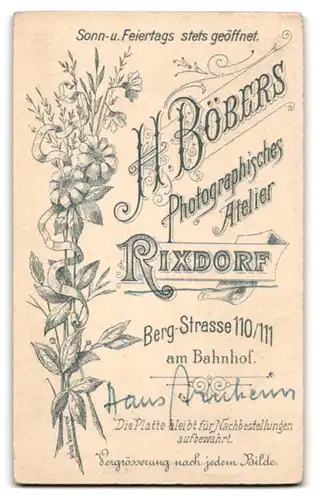 Fotografie H. Böbers, Rixdorf, niedliches Kleinkind Hans Arnheim