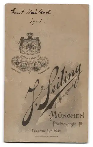 Fotografie J. Seiling, München, Herr ernst Weinland, 1901