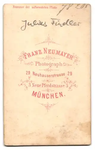 Fotografie Franz Neumayer, München, Portrait Julius Findler mit Moustache