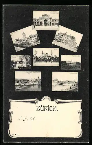 AK Zürich, Hauptbahnhof, Landesmuseum, Tonhalle