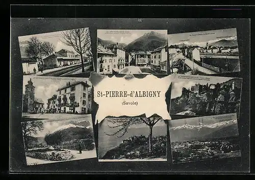 AK St-Pierre-d`Albigny, Ortsansicht, Strassenpartie, Bahnhof
