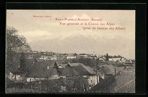 AK Saint-Pierre-d`Albigny, Vue générale et la Chaîne des Alpes