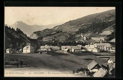 AK Valloire, Vue Générale et Village du Col