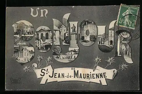 AK St-Jean-de-Maurienne, Ansichten im Schriftzug