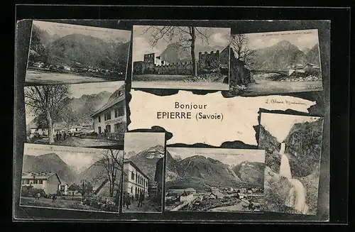 AK Epierre, Pont sur l`Arc, Place de la Gare, Vue générale