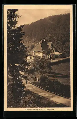 AK Leonberg, Kurhaus Glemseck mit Wald