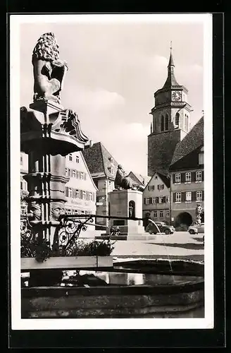 AK Weil der Stadt, Markplatz mit Kempler-Denkmal