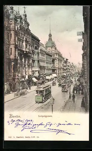 AK Berlin, Strassenbahn auf Leipzigerstrasse