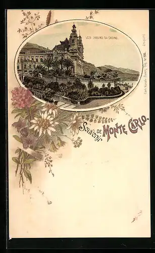 Lithographie Monte Carlo, Les Jardins du Casino