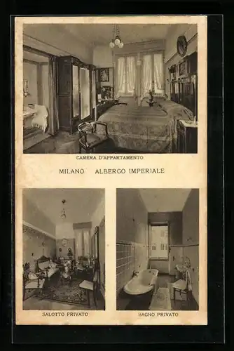 AK Milano, Albergo Imperiale, Salotto Privato, Bagno Privato