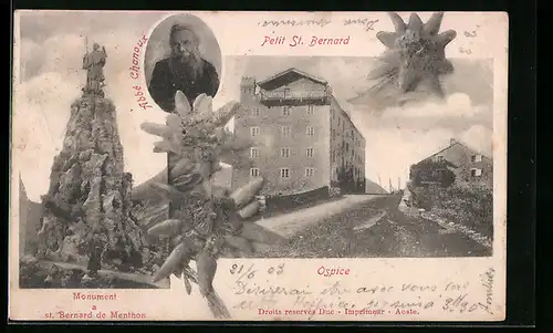 AK Petit St. Bernard, Ospice, Monument a St. Bernard de Menthon, Abbé Chanoux