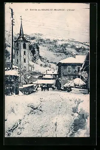 AK Bourg-St-Maurice, Entrée de la Ville, L`Hiver, Ortseingang