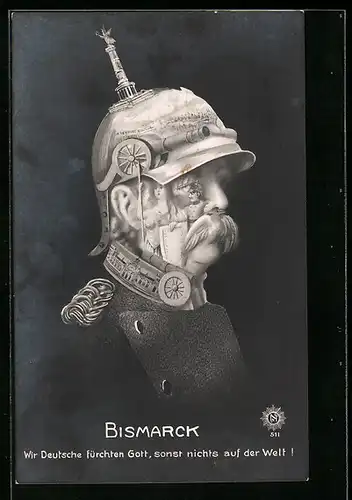 AK Bismarck mit Pickelhaube, Metamorphose