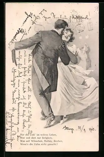 AK Paar beim Tanz, Nur die Lieb` ist wahres Leben