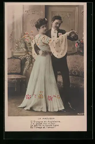 AK Junges elegantes Paar tanzt die Mazurka
