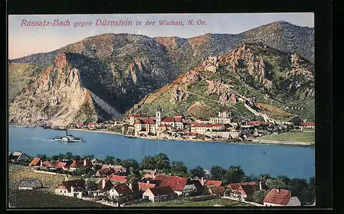 AK Rossatz-Bach, Ortsansicht gegen Dürnstein in der Wachau