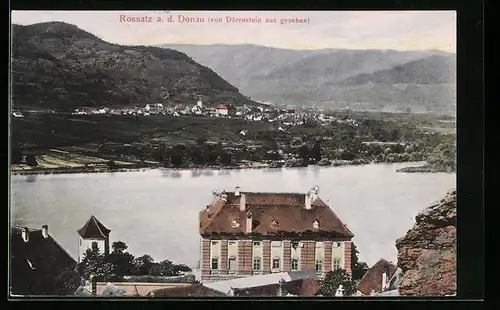 AK Rossatz /Donau, Gesamtansicht von Dürrnstein aus
