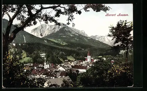 AK Aussee, Teilansicht mit Bergblick