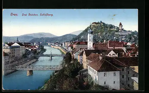 AK Graz, Drei Brücken, Schlossberg