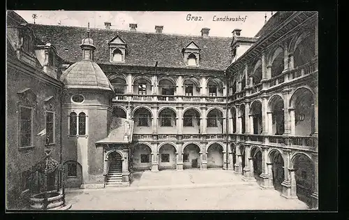 AK Graz, Landhaushof mit Brunnen